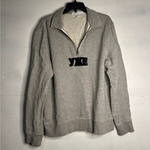 Topman quarter-zip grey sweatshirt with black "УЖЕ"